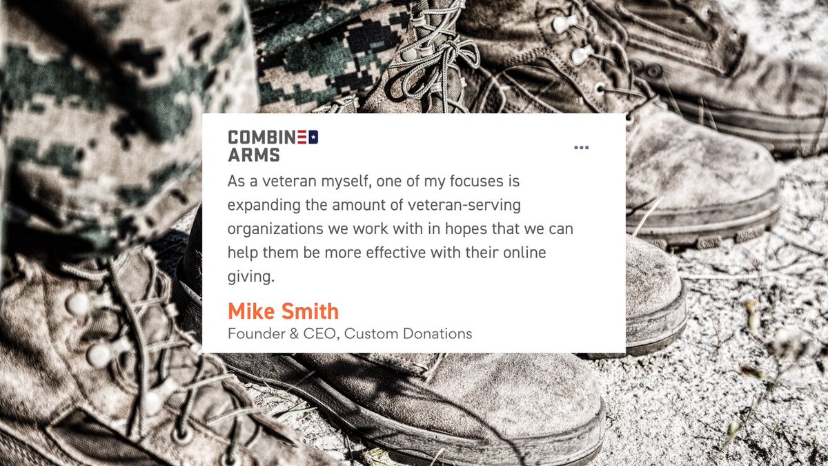 Since its inception, <a href="/CustomDonations/">Custom Donations</a> has worked with several veteran-focused nonprofits, like Combined Arms, to keep donations flowing and make giving secure and easy. Learn more about them in honor of #SmallBusinessSaturday here: bit.ly/3DEuQ8Q