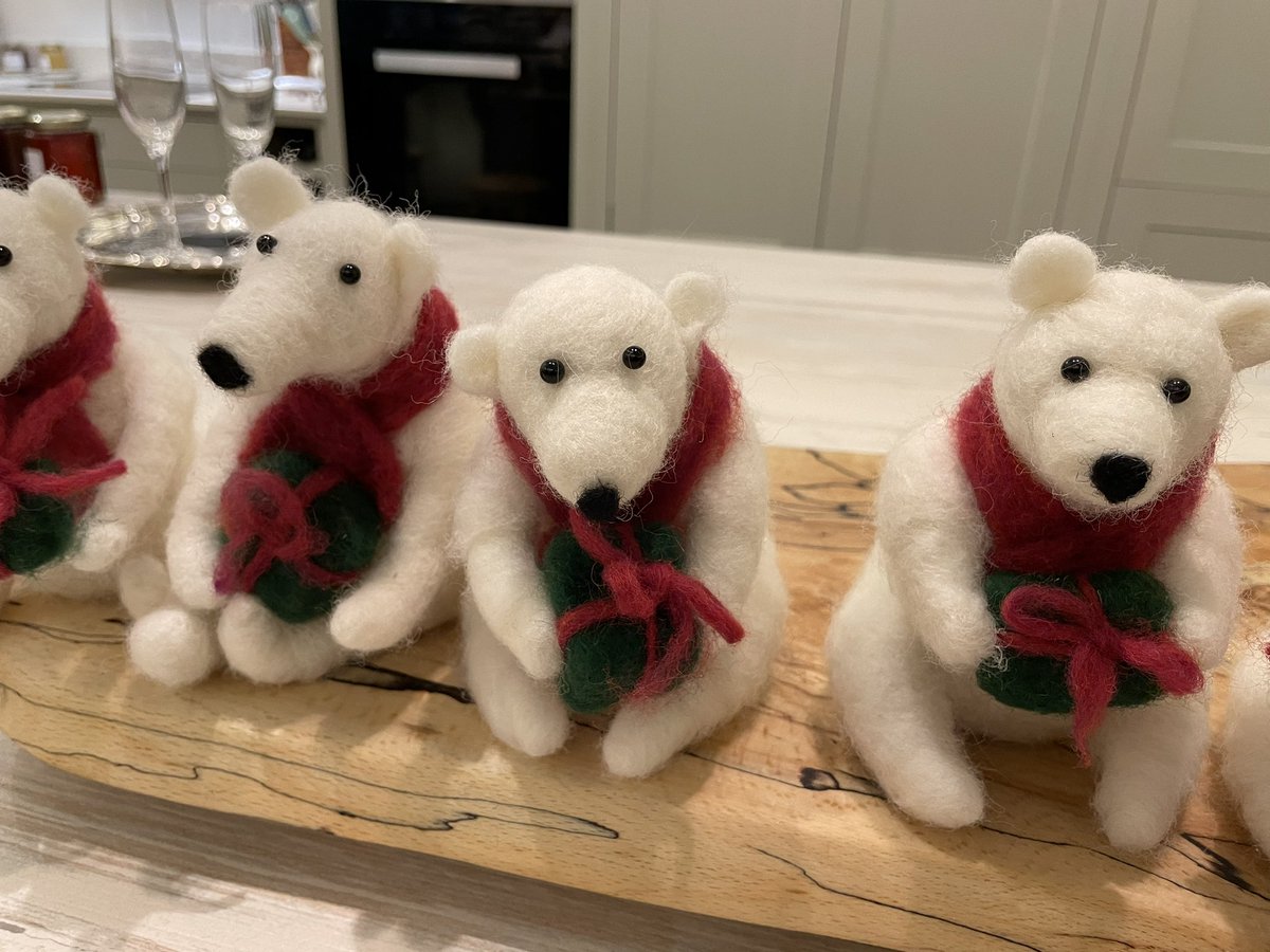 MLProduce's tweet photo. Took a day off today to go on needle felting course at #cookshack with Georgie supplying us with delicious food all day and Helen Winter who got us all to complete a needle felted polar bear. Brilliant fun with a great group. Mine is 3rd from the left! #wool #fun #needlefelting https://t.co/q3pl5rWO0f