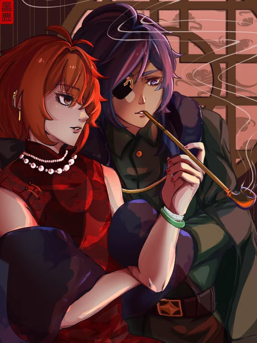 民国/Republic AU
Warlord Kaeya x Warlord Concubine Diluc😈

I'm imagining two war revolutionaries disguised as warlord and his wife for an undercover mission or something ahahaha but in reality I just wanted to do dress up with them. Qipao so eroi.
#kaeluc #羽枭 #ガイディル 