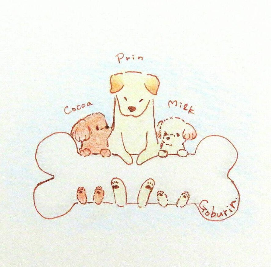Shizu おはようございます 娘からイラストが届きました 今日も１日ご安全に イラスト 犬 Dog トイプードル ラブラドールレトリバー 多頭飼い 元盲導犬 おはよう おはようございます T Co Oin1sstzxg Twitter