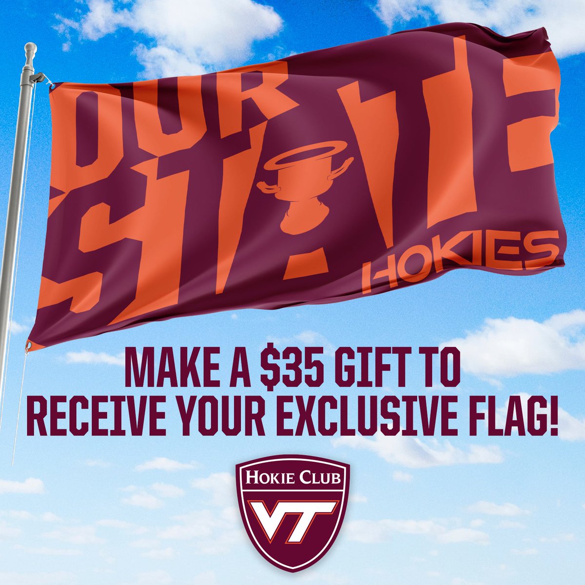 HokieClub's tweet photo. .@hokiesfb once again left Charlottesville in possession of the Commonwealth Cup.
Do your part to remind everyone that this is our state with your own commemorative flag. Make your donation by 11:59 p.m. ET tonight!
Give: https://t.co/WM2g9k1XAA https://t.co/Ux6DC2BmOU