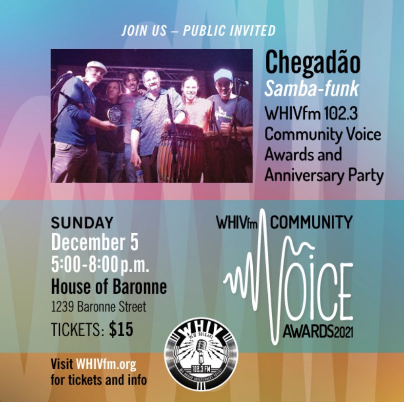 OffBeatMagazine's tweet photo. Join @whivfm for the inaugural Community Voice Awards on Sun, Dec. 5, at the House of Baronne. Drag performer and activist @vanessacarrnola will serve as master of ceremonies. For tickets visit: https://t.co/WodvkzWY3q https://t.co/rpumwARzPD