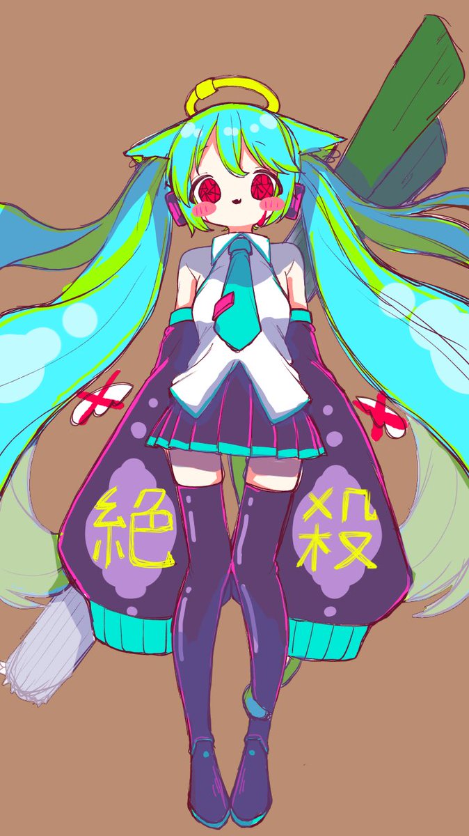 hatsune miku 1girl solo long hair spring onion skirt twintails necktie  illustration images