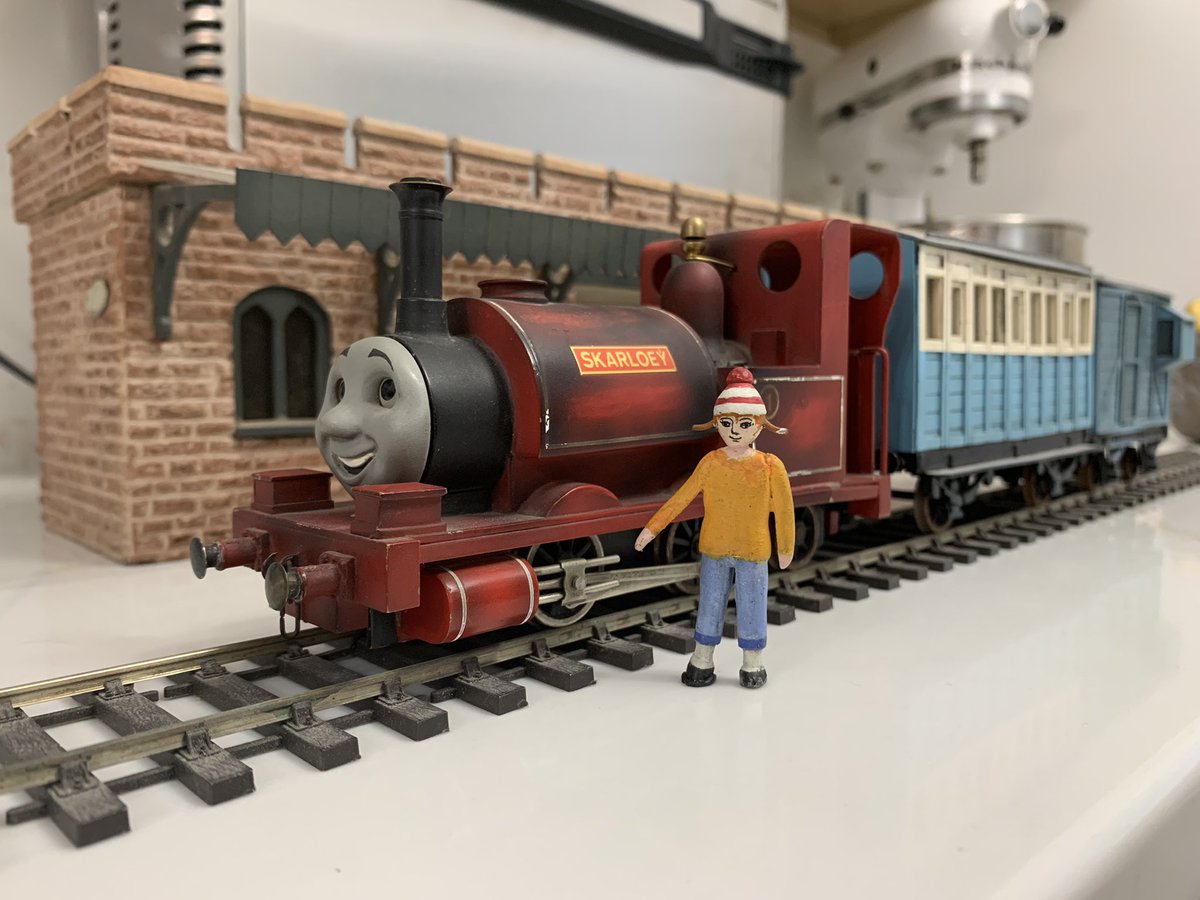 ThomasTankMerch's tweet photo. A bunch of people at the show asked, so here’s Nancy with Skarloey!! We were thrilled to be able to reunite these two https://t.co/jIFmIf7mVW