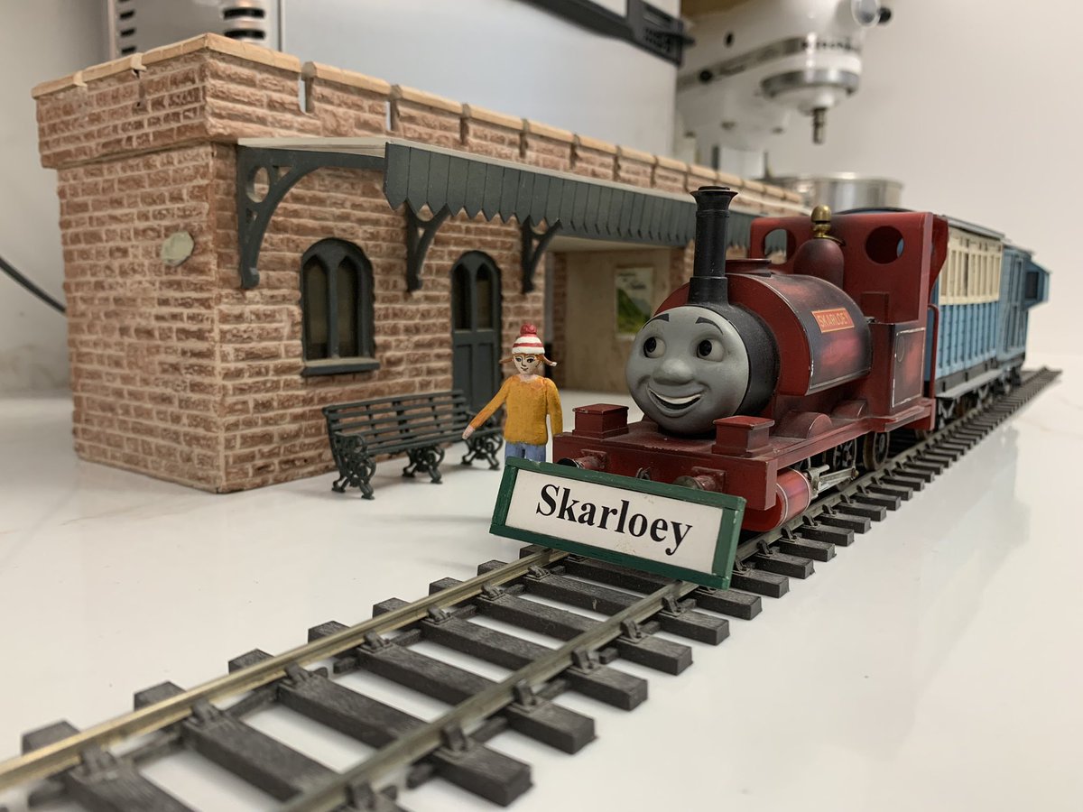 ThomasTankMerch's tweet photo. A bunch of people at the show asked, so here’s Nancy with Skarloey!! We were thrilled to be able to reunite these two https://t.co/jIFmIf7mVW