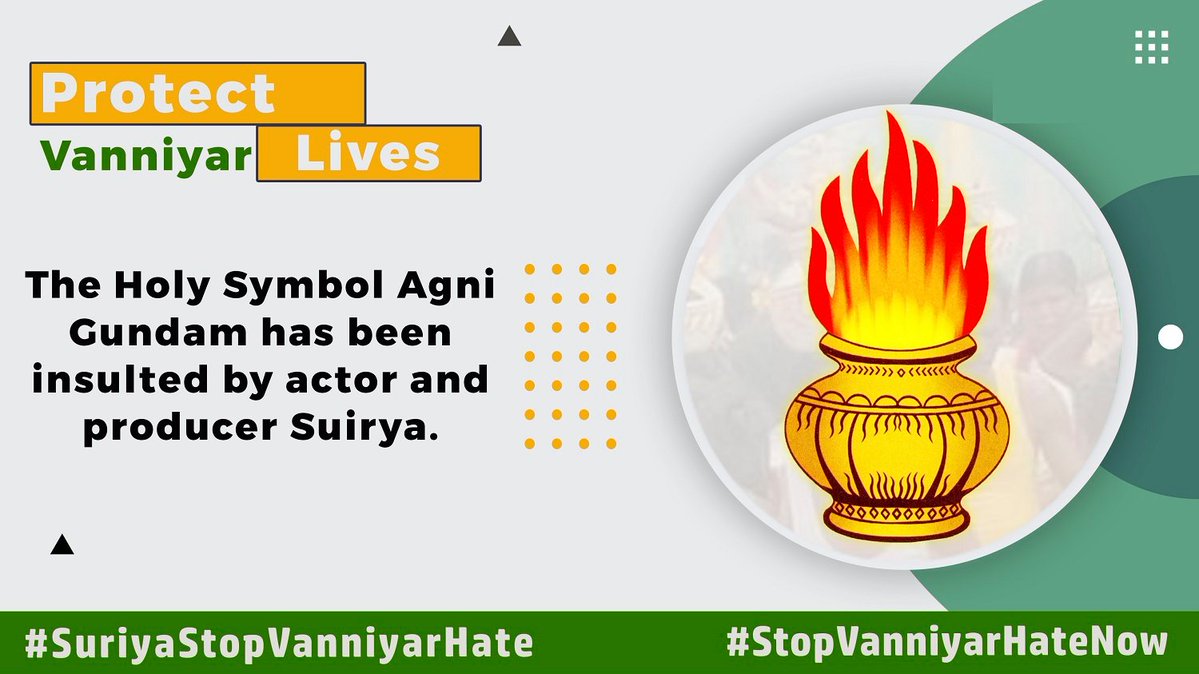 jai_kshatriyan's tweet photo. It's our holy symbol. Who gave the rights to show in your movie, with wrong intention? 

The movie insulted the 3 crore people of Vanniyar community.

 @Suriya_offl 

#SuriyaStopVanniyarHate #StopVanniyarHateNow https://t.co/M0B1En8Acc