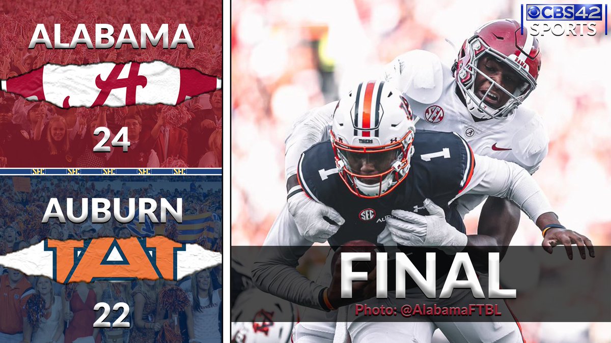 JHenryRogers's tweet photo. #BREAKING @AlabamaFTBL wins the Iron Bowl 24-22

#IronBowl #RollTide #wareagle https://t.co/GYrj9uTRhk