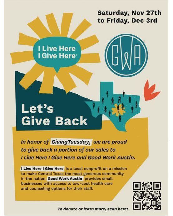 From Small Business Saturday (11/27) through Friday (12/3), we will be collecting donations to benefit @goodworkaustinorg and @ilivehereigivehere. Come get a lobster roll and support a good cause!
-
-
-
#garboslobsteratx #ILiveHereIGiveHere