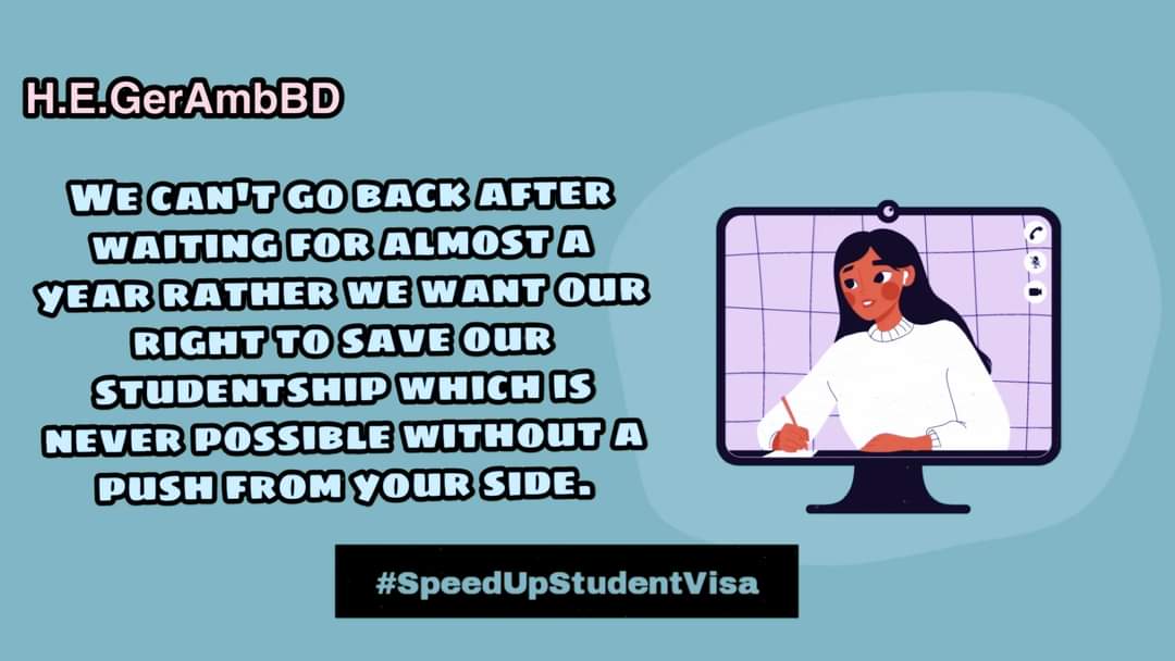 sifatsarkar80's tweet photo. H.E.@GerAmbBD we are getting 2 to 3 interview each week recently which may cause our studentship forsake. Kindly let the student visa process fasten up.
@peterfahren 
@GermanEmbassyBD
@CWhiteleyEU
@MdShahriarAlam
@BDMOFA
@AKAbdulMomen
#SpeedUpStudentVisa 
#NoPauseonStudentVisa https://t.co/ZmlRraYtKs