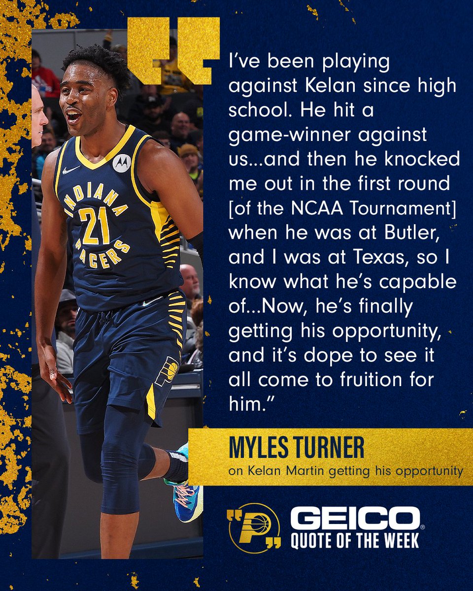 Pacers's tweet photo. Myles knows what Kelan is capable of 💪 https://t.co/G6hncK9ozb