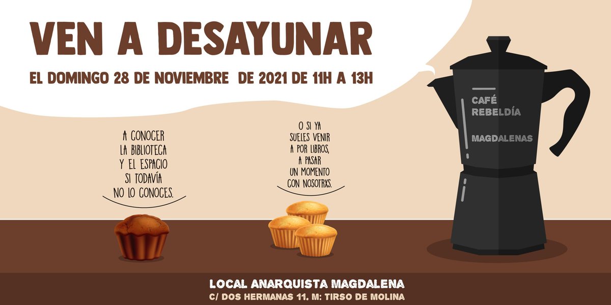 GLEDgrupodebate's tweet photo. ¡Nos vemos mañana a las 16:00 en @LocalMagdalena para el grupo de lectura!

También podéis pasaros por la mañana, desayunar y conocer el espacio. https://t.co/R2Olpg61YZ