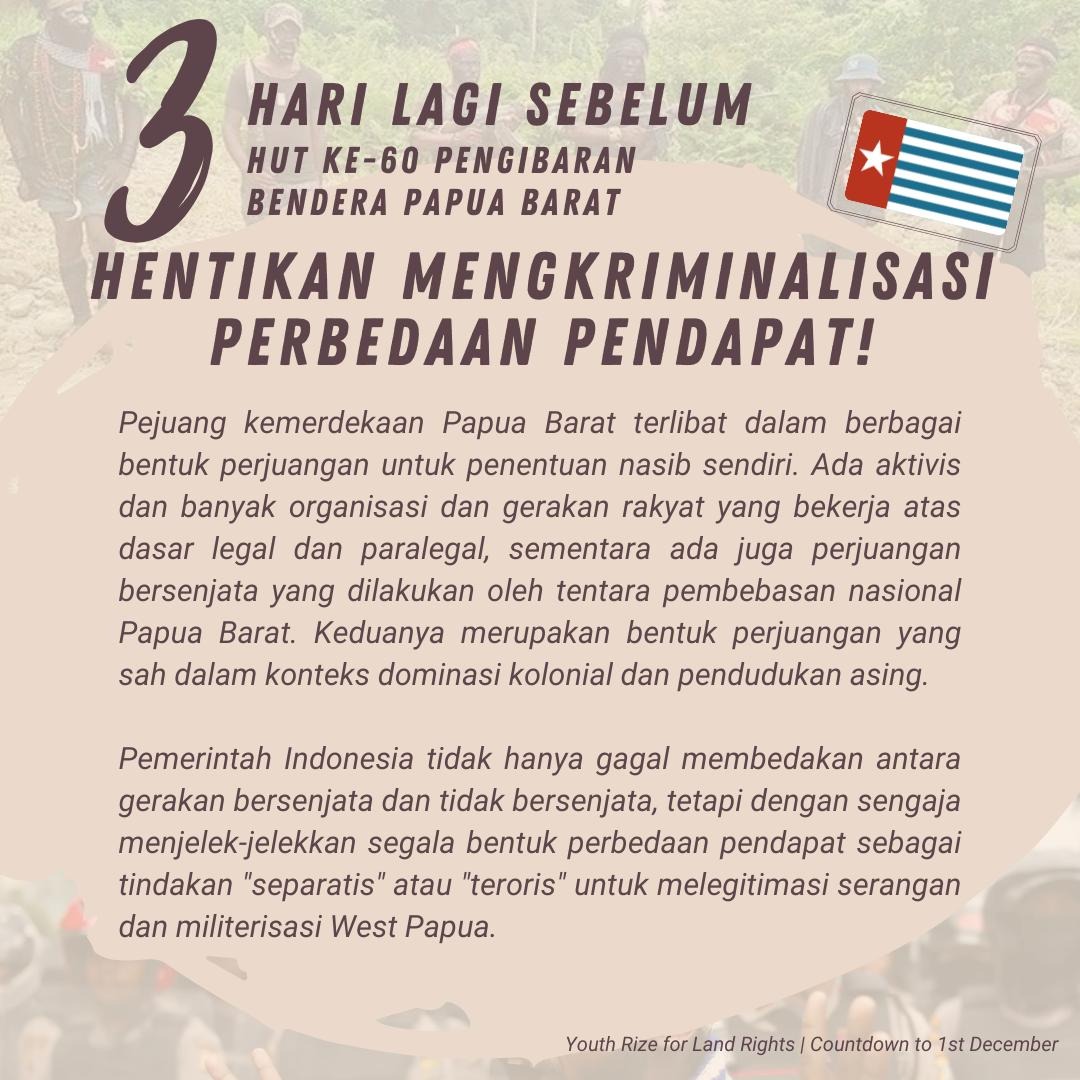 SMandabayan's tweet photo. 01 Desember 2021
3 Hari Lagi Hari Pengibaran Bendera Papua Barat
#MorningStarIsMyFlag π¨πΊ
#FNMPP
#FreeWestPapua https://t.co/itDJLVX9ED