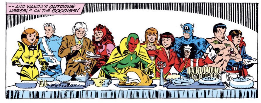 bookclubmembers's tweet photo. Hope you had a good holiday! 🥧 We discuss “Vision & Scarlet Witch: The Mutant Who Came to Dinner,” on this week’s episode! #bookclubmembercomics #podcast #vision #scarletwitch #steveenglehart #richardhowell #adamphillips #happythanksgivng https://t.co/edETFRpOF2