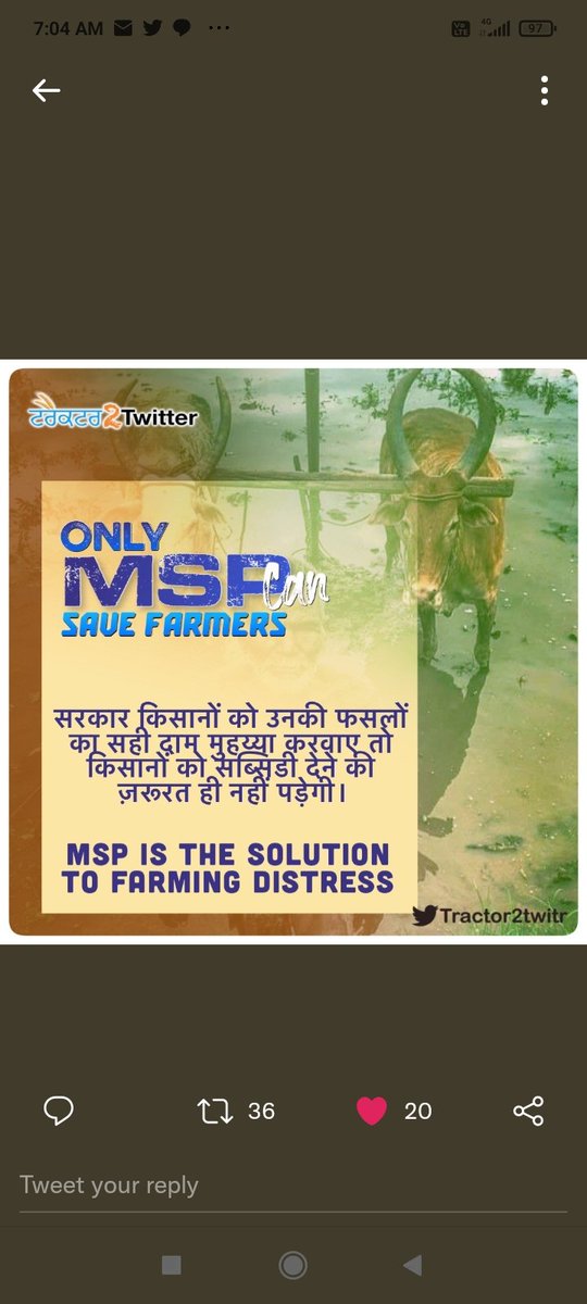 RT @SandeepDhaliw: MSP is only solution to promote rural economy of india.
#OnlyMSPCanSaveFarmers https://t.co/UVDj3c191O