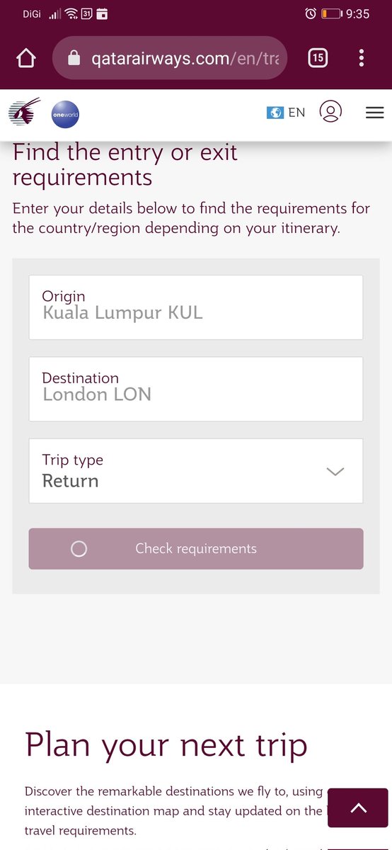 pkyit's tweet photo. @qatarairways got the spinning wheel of doom when trying to check on your website for over 20 mins. Do, me and my 4 year old son, need a PCR test before travelling from Kuala Lumpur to London? https://t.co/C03rPifz47