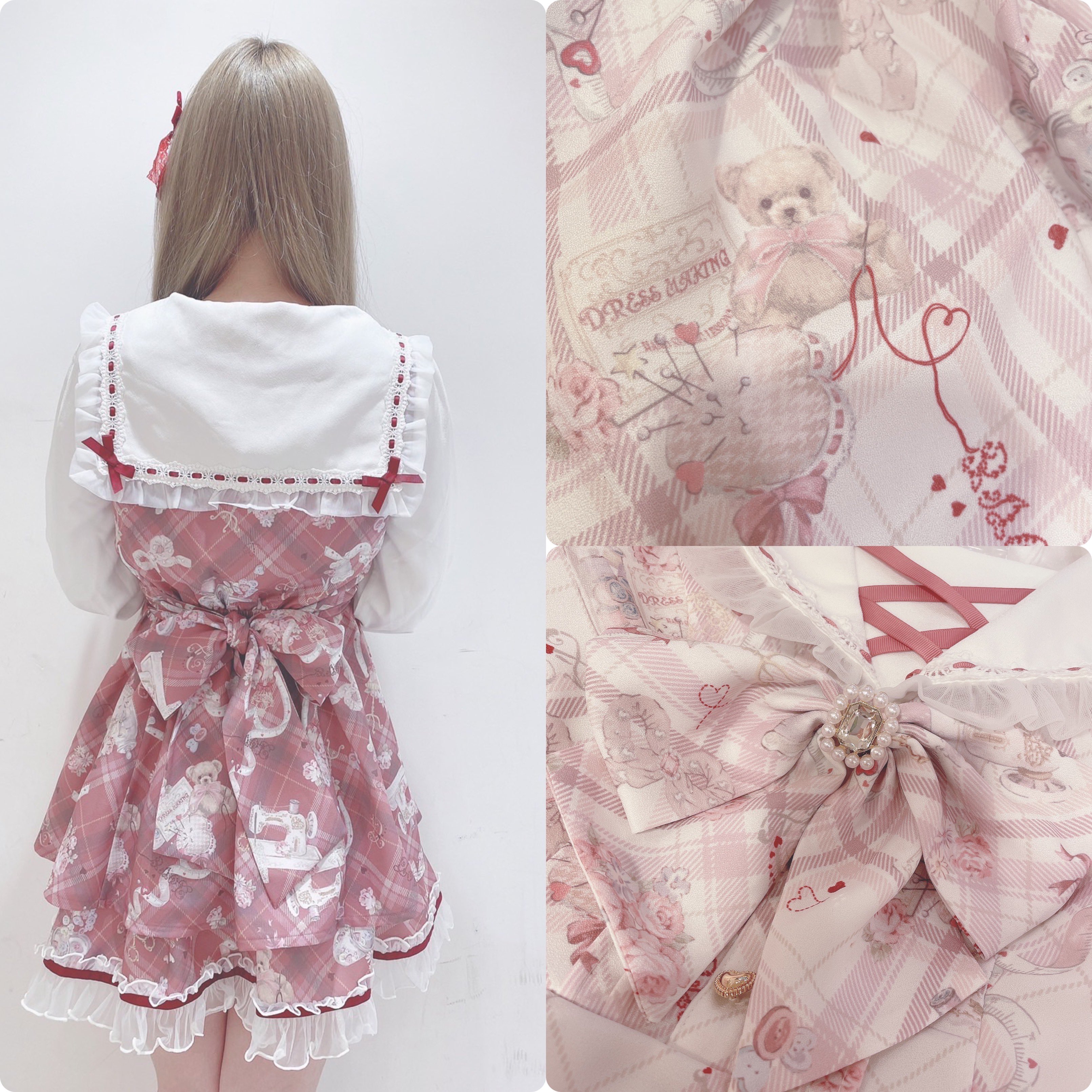 魅力的な価格 ♡ ♡ ピンク Bear柄セットアップ Sewing LIZLISA ミニワンピース - tswelopele.gov.za