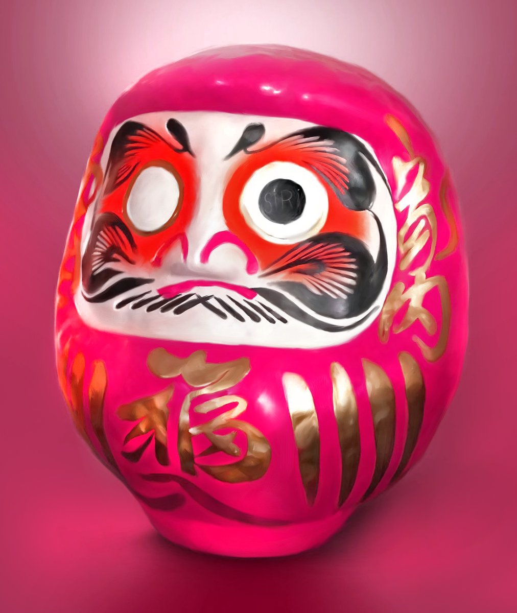 siriake1980's tweet photo. "Pink Daruma" 
Fall Down Seven Times, Get Up Eight... like Daruma Dolls

#digitalpainting https://t.co/MAO4WsWokO