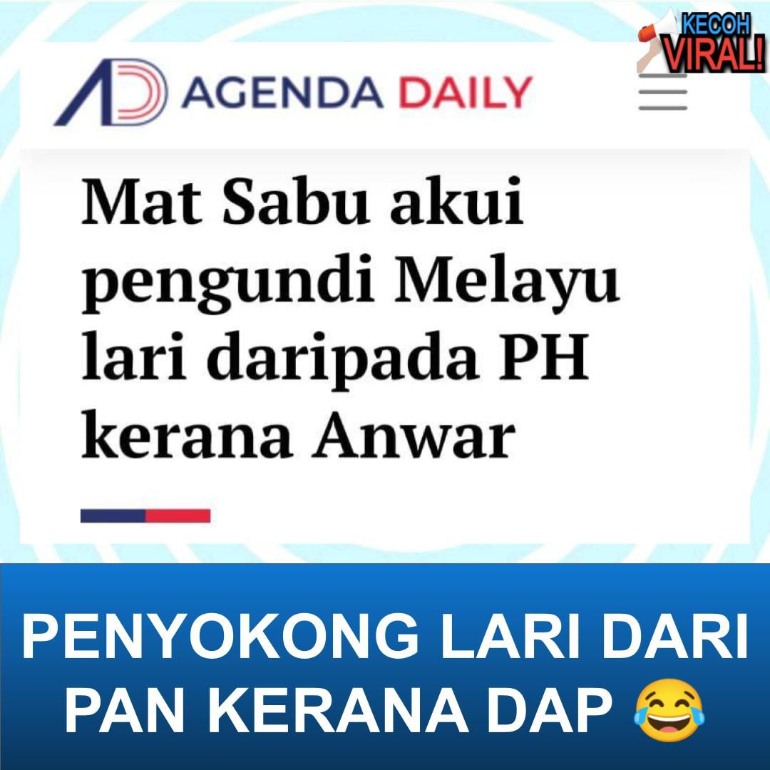 KecohViral's tweet photo. PENYOKONG LARI DARI PAN KERANA DAP 😂
.
Mat sabu acah nak komen pasal Anwar, tak sedar parti dia pun nyawa2 ikan dah akibat taksub melampau pada DAP😏 https://t.co/Q3KgnBsRnx
