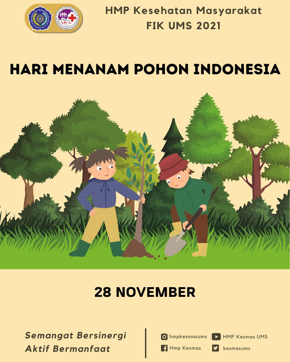 kesmasums's tweet photo. Selamat Hari Menanam Pohon Indonesia
28 November 2021
#hmpkesmas
#hmpkesmasums
#hmpkesmas2021
#harimenanampohonindonesia https://t.co/2D1oJ8tjvb