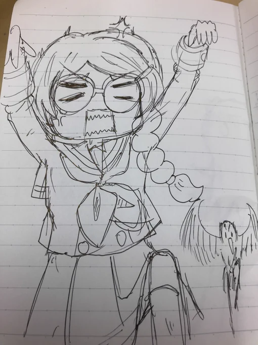休憩中〜。
お仕事用のメモ帳に夏に描いてた落書きを発見して心の中で笑ってます。夏の時期の私は夢ちゃんに何か思うところがあったのかな?💦 