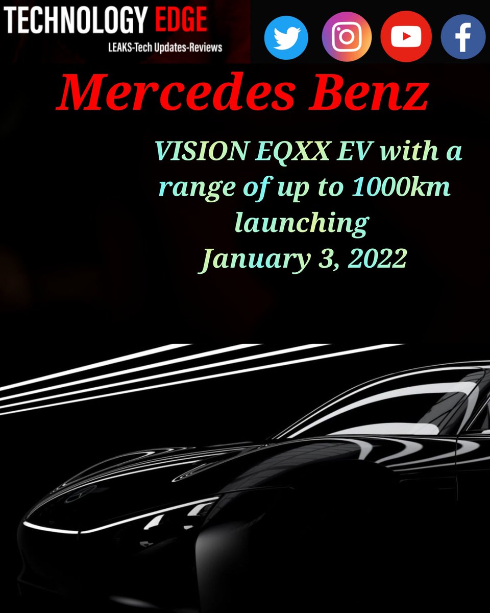 TechAlertNow's tweet photo. Mercedes Benz VISION EQXX EV with a range of up to 1000km launching January 3, 2022.

#TechnologyEdge #mercedesbenz #mercedes  #mercedes_benz https://t.co/FchxgiHD4Q