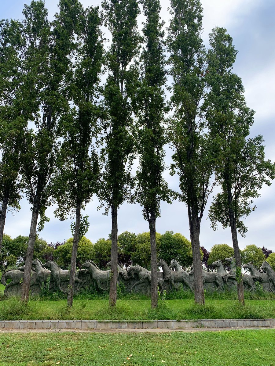 Bcnsingular's tweet photo. Els 'Cavalls desbocats' del Parc de la Trinitat, una obra molt atractiva de l'escultor barceloní Joaquim Ros i Sabaté (1993), autor també del monument a Dalí de Cadaqués i del Charlie Rivel dels jardins de Joan Brossa #TrinitatVella https://t.co/OT05mOZyWu