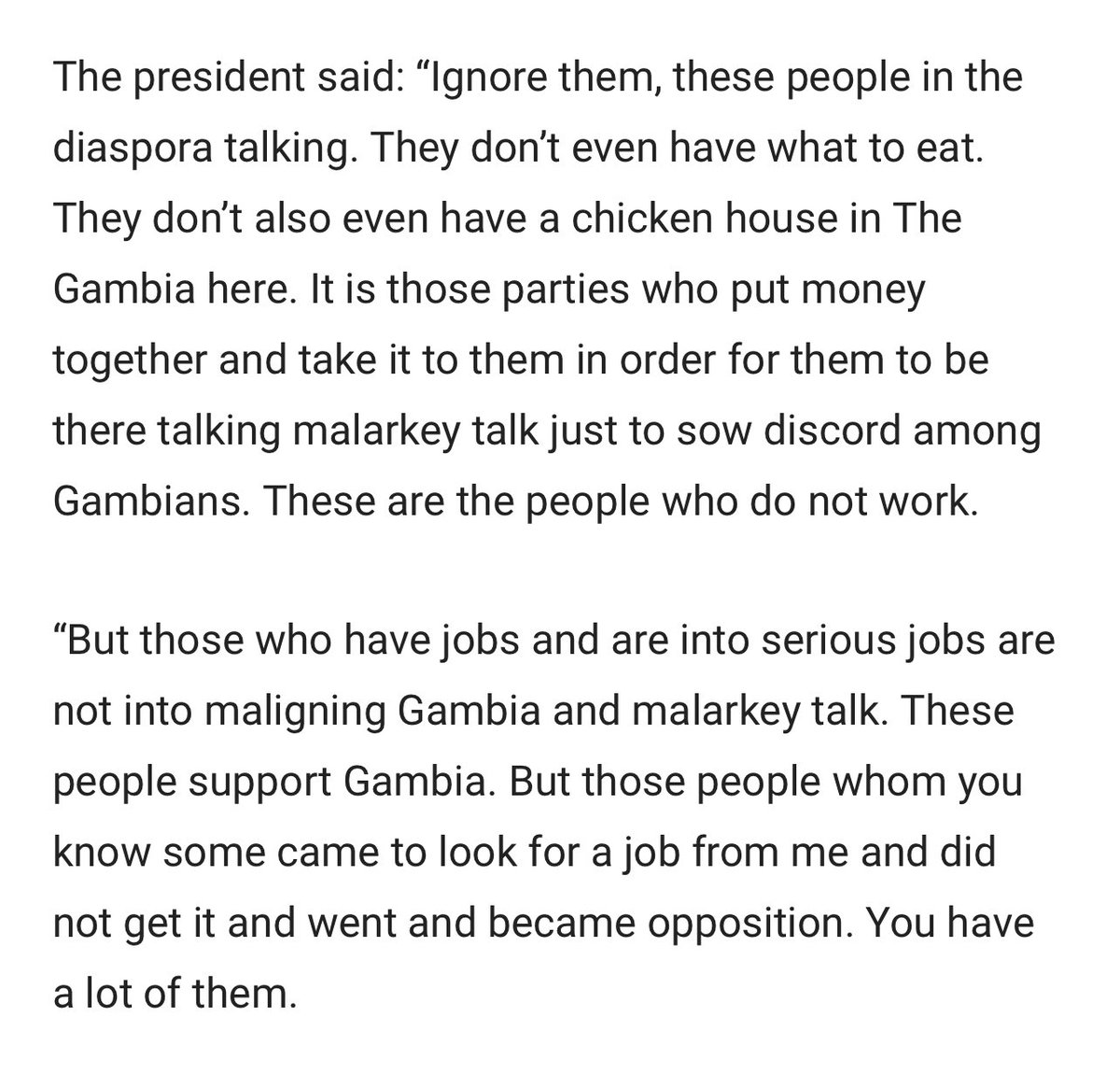 Oceesay's tweet photo. The diaspora is living rent free in @Presidency_GMB's head.
#Barrowout https://t.co/rLH8Z9AUvZ