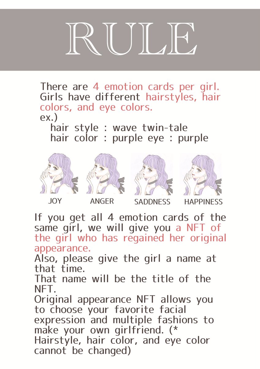 toajapa_illust's tweet photo. 【FIND ME!】
HELLO WORLD🕊
I am a Japanese illustrator TOAJAPA.

NFT Game Collection by Generative Art is now available!

The theme is "emotion"😊😡🥲🥳

Can you help the girl who lost herself?

#NFTJapan #NFTs 

https://t.co/bAWuBR9mf6 https://t.co/9816xdEKwT