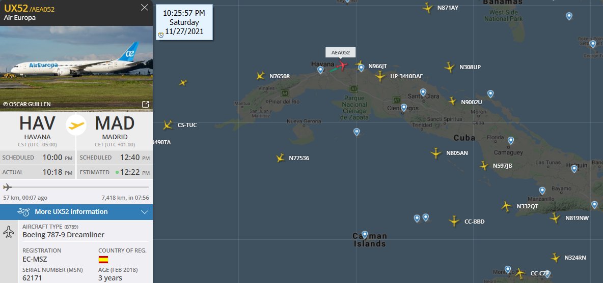 FlconEYES's tweet photo. #ECMSZ por AirEuropa Habana Madrid. #27Nov https://t.co/DdoLohAuL3