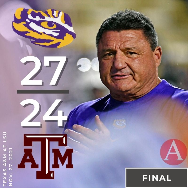 NOLAnews's tweet photo. Ed Orgeron goes out a winner, and LSU is now bowl eligible. 

What are your thoughts on the end of Coach O's time in Baton Rouge? https://t.co/Sx9Zo1L3xF
