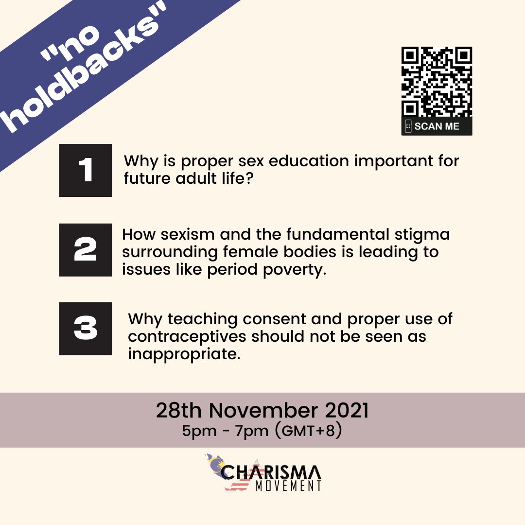 CharismaMVMT's tweet photo. Join our session at 5pm MYT (November 28th) and watch our panel discuss the intricacies of sexual & women's health.
YouTube: https://t.co/DGEjJkobQr
Facebook: https://t.co/VrOICp6HnD
#NoHoldbacks #EqualHealth #CharismaMovement #destigmatisehealth #HealthcareMalaysia https://t.co/j60pQFcxvW