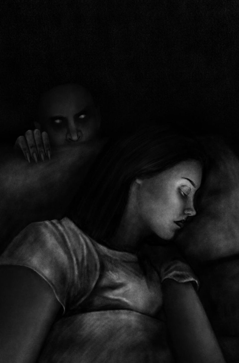 “Lying in Wait” - A new digital drawing 😈 #art #horror