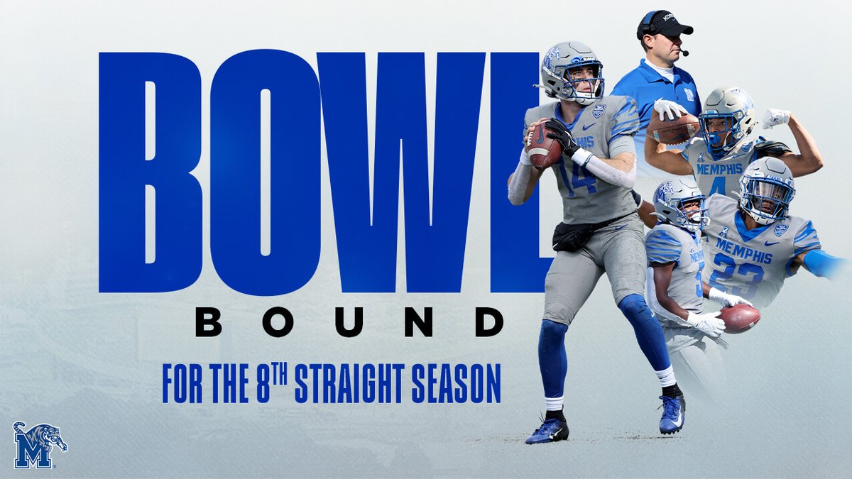 MemphisFB's tweet photo. 1, 2, 3, 4 Who that knocking at the door, 
5, 6, 7, 8 We going bowling 8 years straight!

🎳 LET'S GO BOWLING MANE! 🎳 

#GoTigersGo #BowlBound https://t.co/Apx54vNDAw