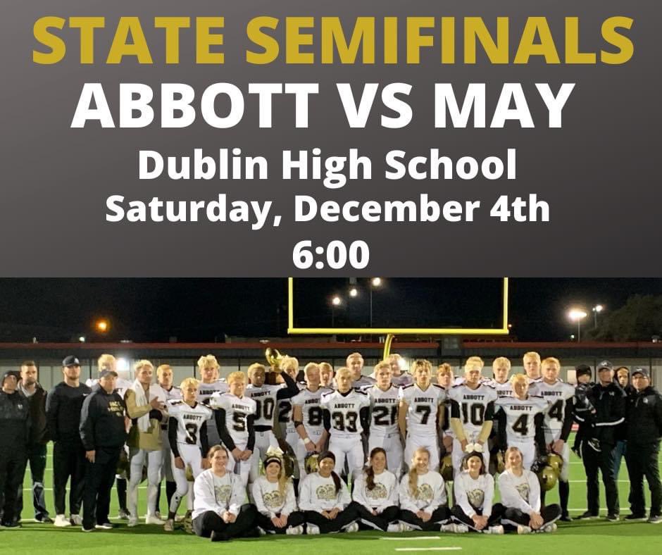 AbbottFootball's tweet photo. Tickets will be $8 and $4. We will be the home team. #EAT #LetsGo #PantherPride @WacoTribSports @Texas1AFan @sixmanfb @dctf @Tepper @LemanSaunders https://t.co/fSicX8BVwb
