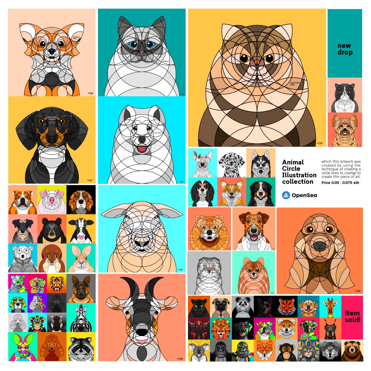 ✨Available Now ✨Animal Circle Illustration collection for sale on <a href="/opensea/">OpenSea</a> / 23 sold.

created by using the technique of creating a circle lines to overlap to create this piece of art.

👉opensea.io/collection/ani…

#NFTs #NFTCommunity #nftcollector #NFTThaicommunity #NFTshill