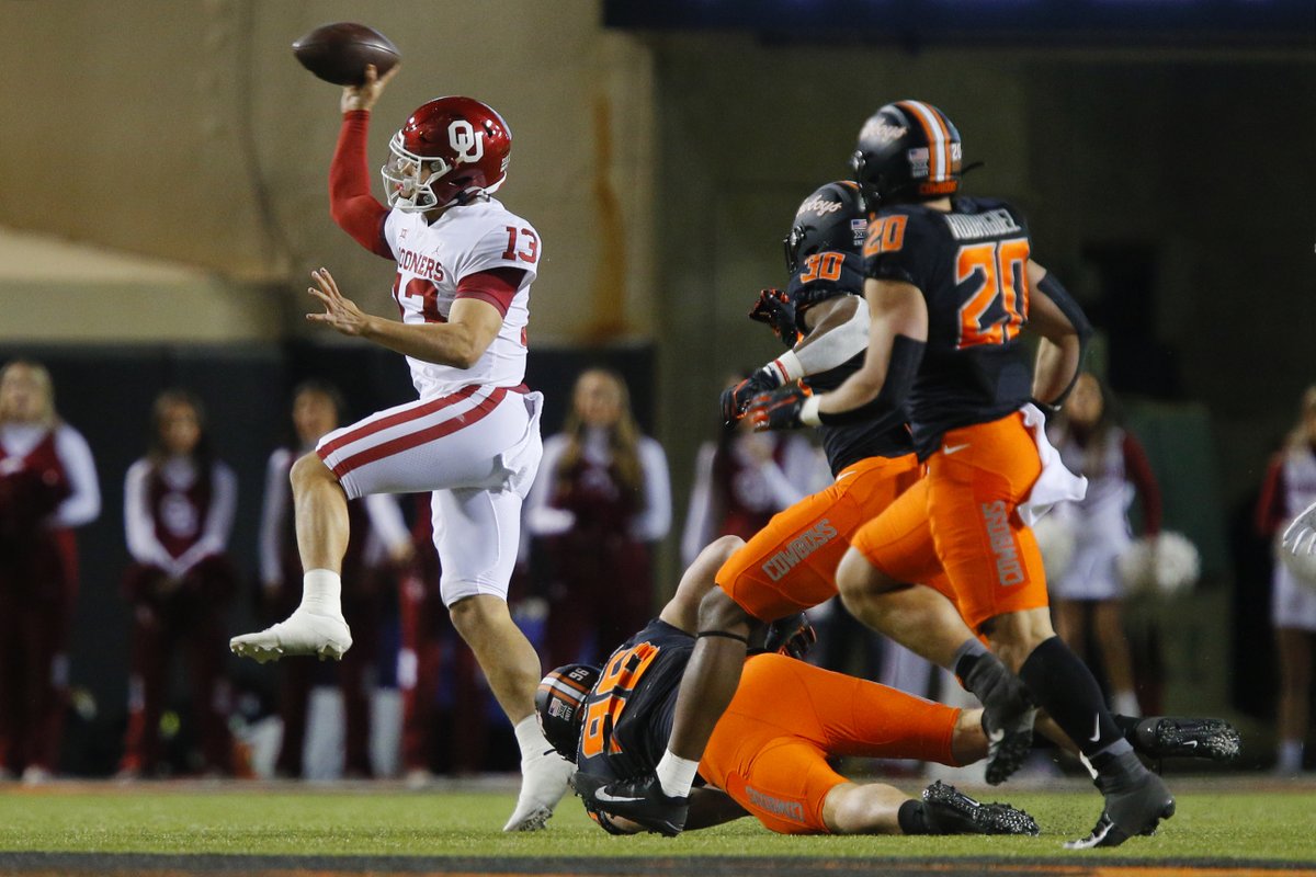 Oklahoma's offense did not score in the 2nd half against Oklahoma State.

For the game, the Sooners faced their most pressured dropbacks (26) since ESPN began tracking pressure in 2011.
