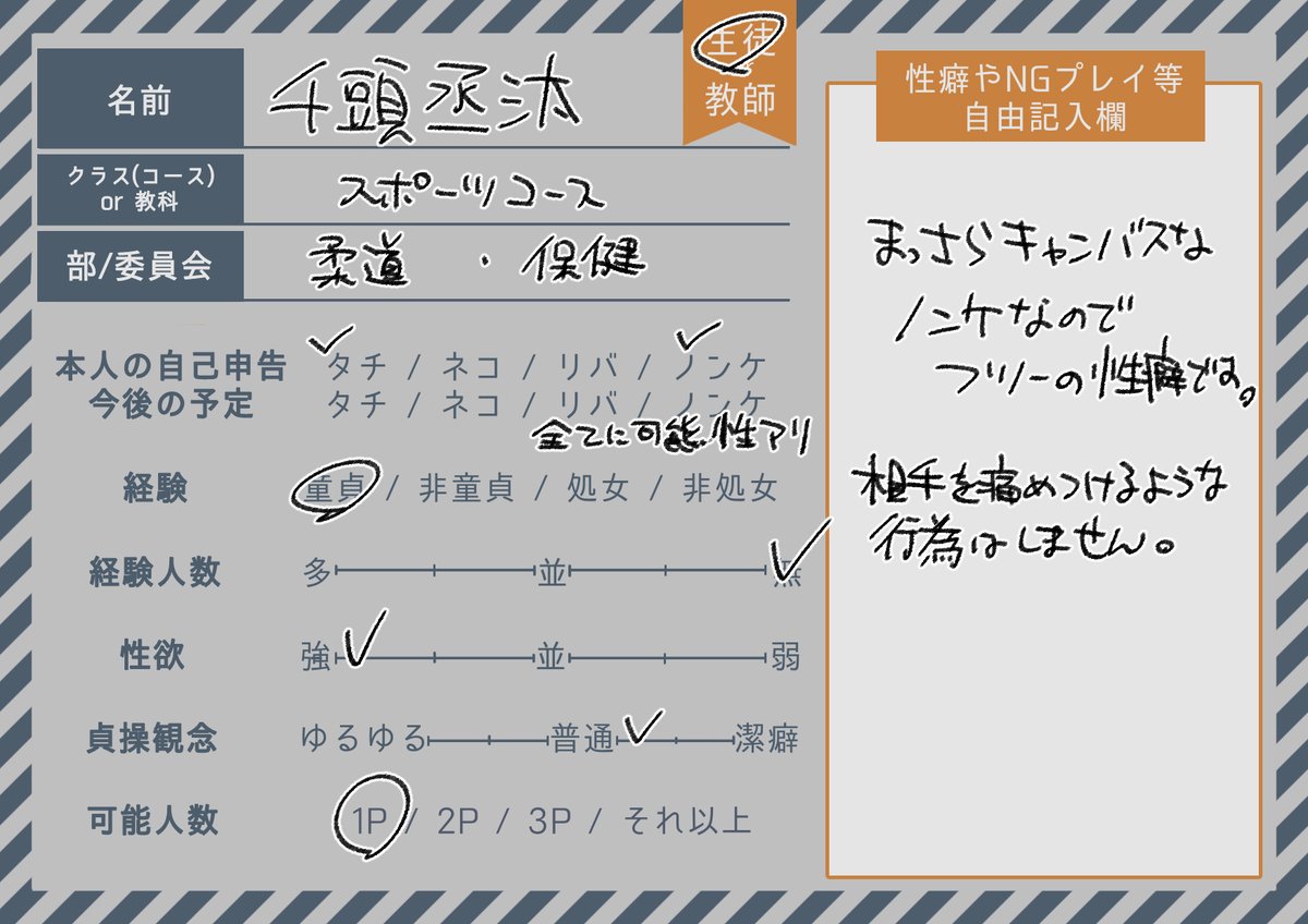 [@18nishikiTL]さんの企画に四人目の柔道部一年生を投下させていただきます!事前に同室相手をいただいておりますが他はまっさらなのでよろしくお願いします!!
#十八錦高_CS
#十八錦高_生徒
#十八錦高_1年B組
#十八錦高_スポーツコース
#十八錦高_保健衛生委員会
#十八錦高_柔道部 