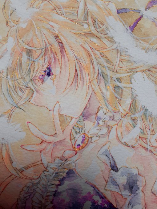 white feather🕊️
--どうか、わたしたちに触れないで

#TH作業過程
#watercolor #顔彩 #絵墨明 
W&amp;Nプロフェッショナル水彩紙(中目) 