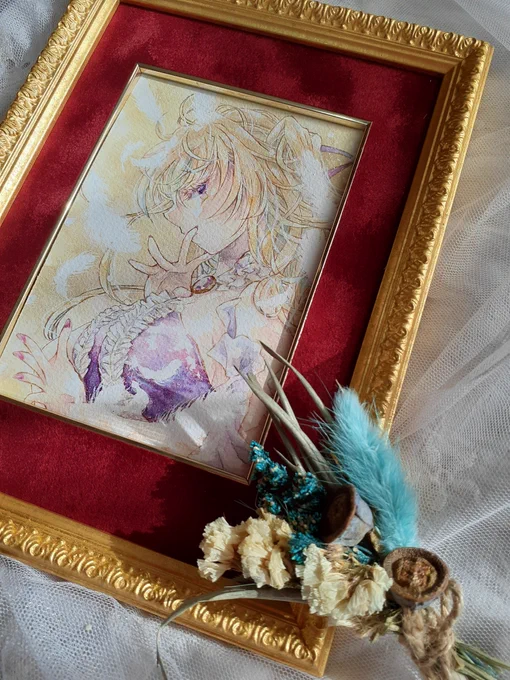 white feather🕊️
--どうか、わたしたちに触れないで

#TH作業過程
#watercolor #顔彩 #絵墨明 
W&amp;Nプロフェッショナル水彩紙(中目) 