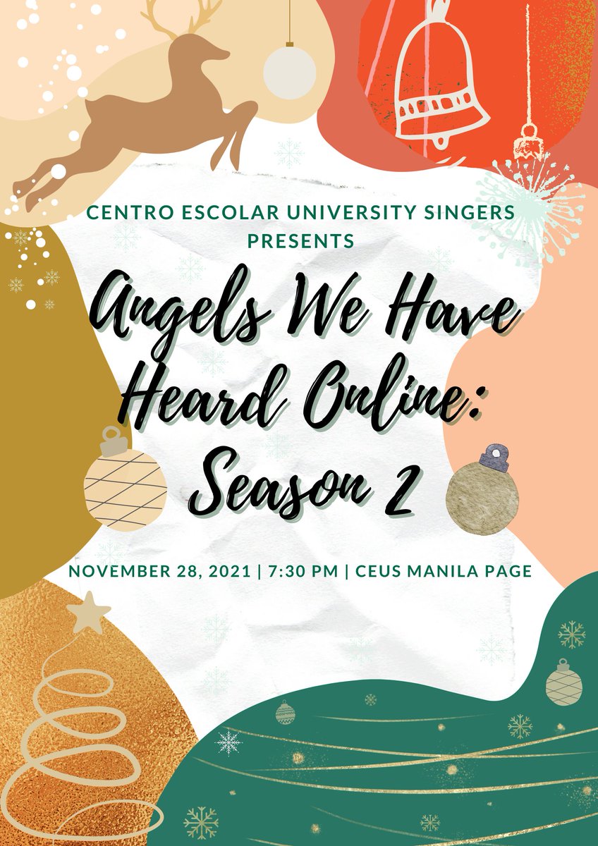 CEUSManila's tweet photo. In celebration of the advent season, the CEU Singers Manila proudly presents, Angels We have heard Online: A Virtual Carol (Season 2) on Sunday, November 28, 2021.

Catch us at 7:30 pm LIVE on our official FB page! We hope to see you later! https://t.co/7oiIQGYV4E