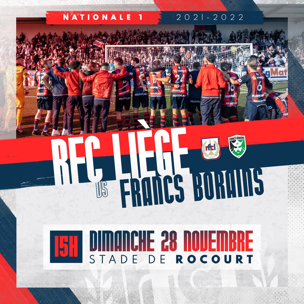 RFCLiege_news's tweet photo. 🗣#MatchDay
⚽️ #RFCLiège v Francs Borains
🕒 15h
📍#Liège
🏟 Stade de #Rocourt
🏆 #1Nationale1 
👮🏻Mr Louai (🏳️Lobet &amp; Vandenborre)
📲#FCLRFB #RFCLRFB #AllonsLiège
🦠 #CovidSafeTicket &amp; port du masque 😷 obligatoires https://t.co/AigVRhcC7a