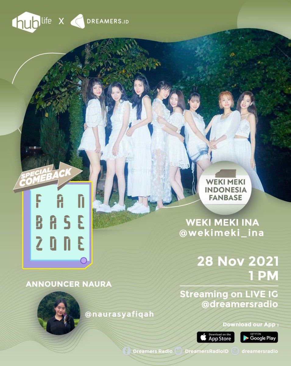 WekiMekiINA's tweet photo. HARI INI! #FanbaseZone SPECIAL COMEBACK kita bakal kedatangan @WekiMekiINA ! 🥳

Yuk isi weekend kamu dengan konten berfaedah soal girlgroup berbakat n berkonsep Lovely+Teen Crush ini 🎉 Jangan lupa share ke teman2 kamu yaa

[...] https://t.co/JZp2v9KBnQ