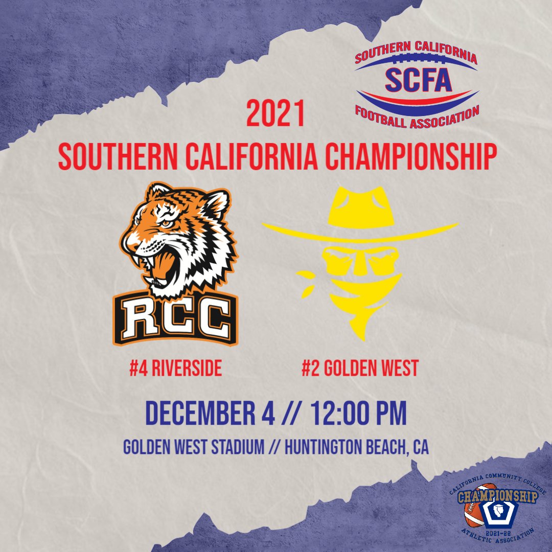 scfafootball's tweet photo. The 2021 Southern California Championship is set. Winner hosts the @CCCAASports State Championship on Dec. 11
@gwcathletics @GWCfootball @rcc_athletics @RCCTigerFB https://t.co/jkpqs1VjKH