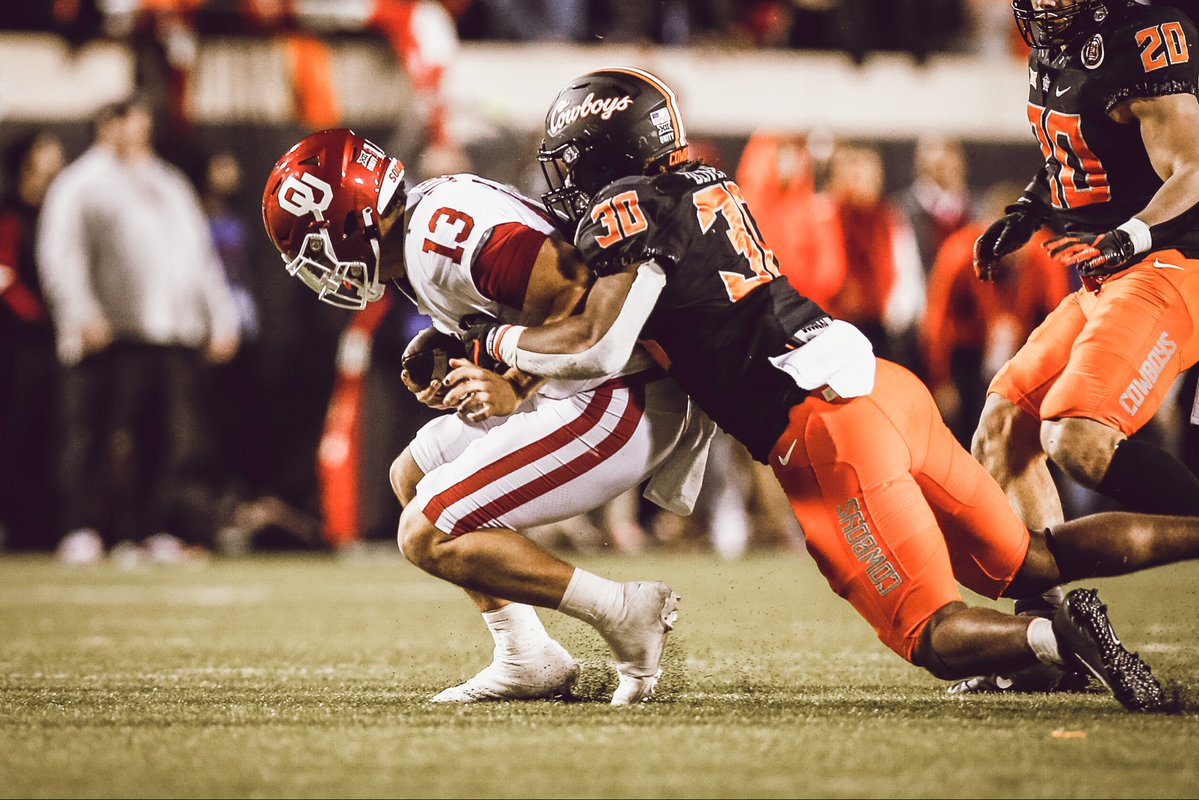 CowboyFB's tweet photo. Oklahoma State is the only team in the country with two wins over @cfbplayoff Top 10 opponents. The Bedlam victory is the Cowboys' fourth win over an AP Top 25 opponent this season.

#LetsRide | #GoPokes https://t.co/vENspOQmJ0
