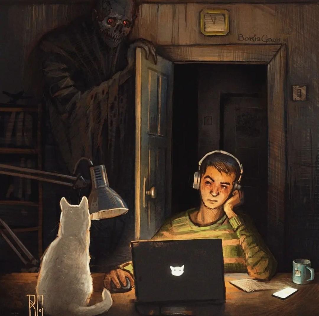 deathbyhibachi's tweet photo. Noise Canceling 

#Art by Boris Groh https://t.co/OCiOhJednN