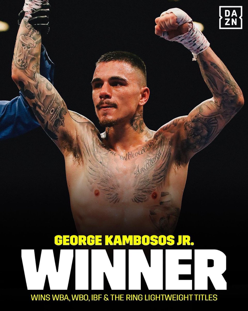 SportzTrackz's tweet photo. The Takeover just got Taken Over. 

George Kambosos defeats Teofimo Lopez by split decision. 

Scores were 115-111 for KAMBOSOS, 114-113 for LOPEZ AND 115-112 for KAMBOSOS.

#Boxing #Boxeo #LopezKambosos #DAZN #RBRBo #NYC #MadisonSquareGarden #Fight #Upset #TheTakeNoOver https://t.co/JR8IXDbxrm