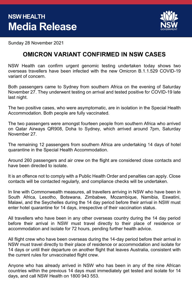 OMICRON VARIANT CONFIRMED IN NSW CASES