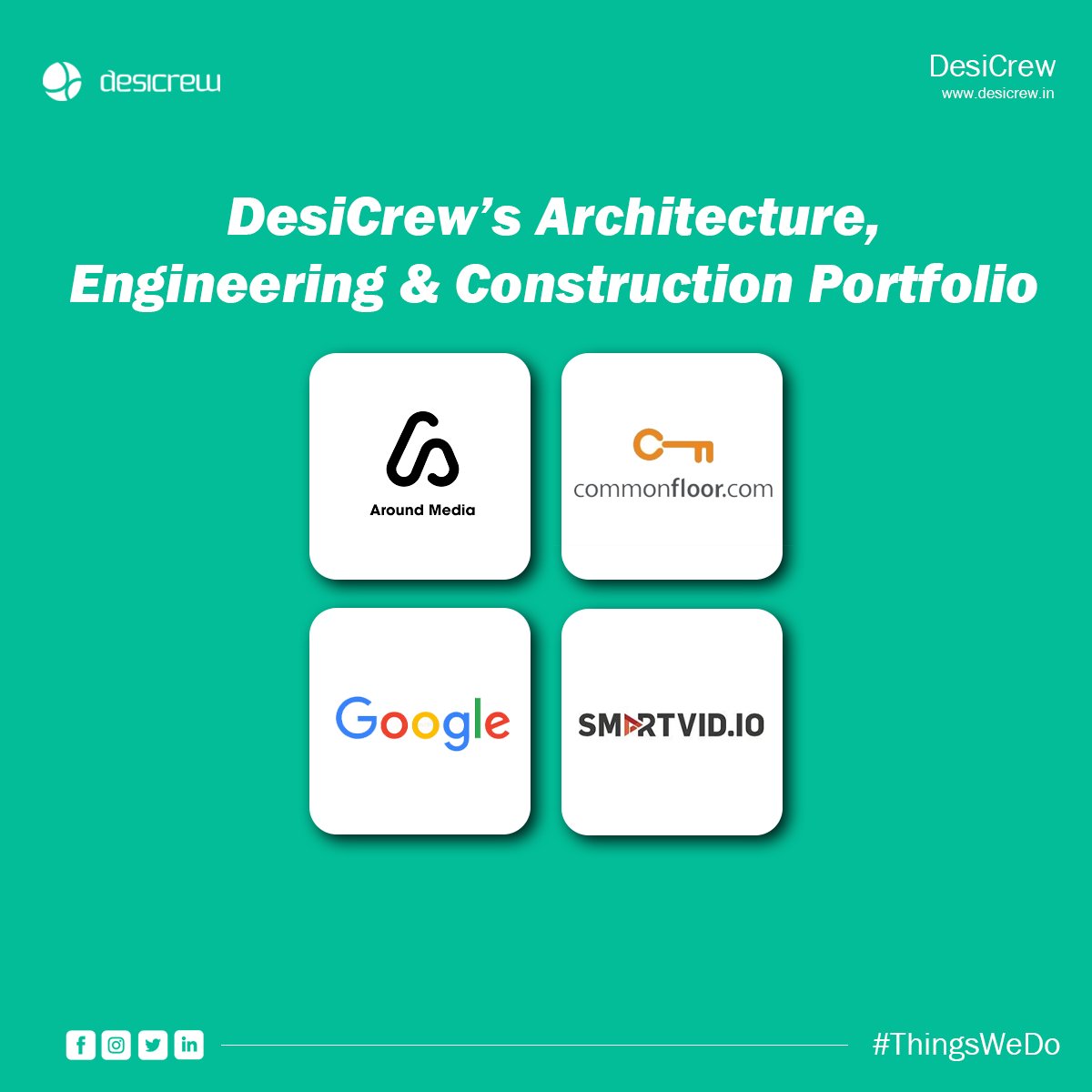 DesiCrewSolns's tweet photo. Desicrew serves industry leaders of the Architecture, Engineering &amp; Construction sectors with our stunning digital services driven by human intelligence.
#AroundMedia #CommonFloor.com #Google #Newmetrix

#desicrew #thingswedo #technology https://t.co/aE7qEICygG
