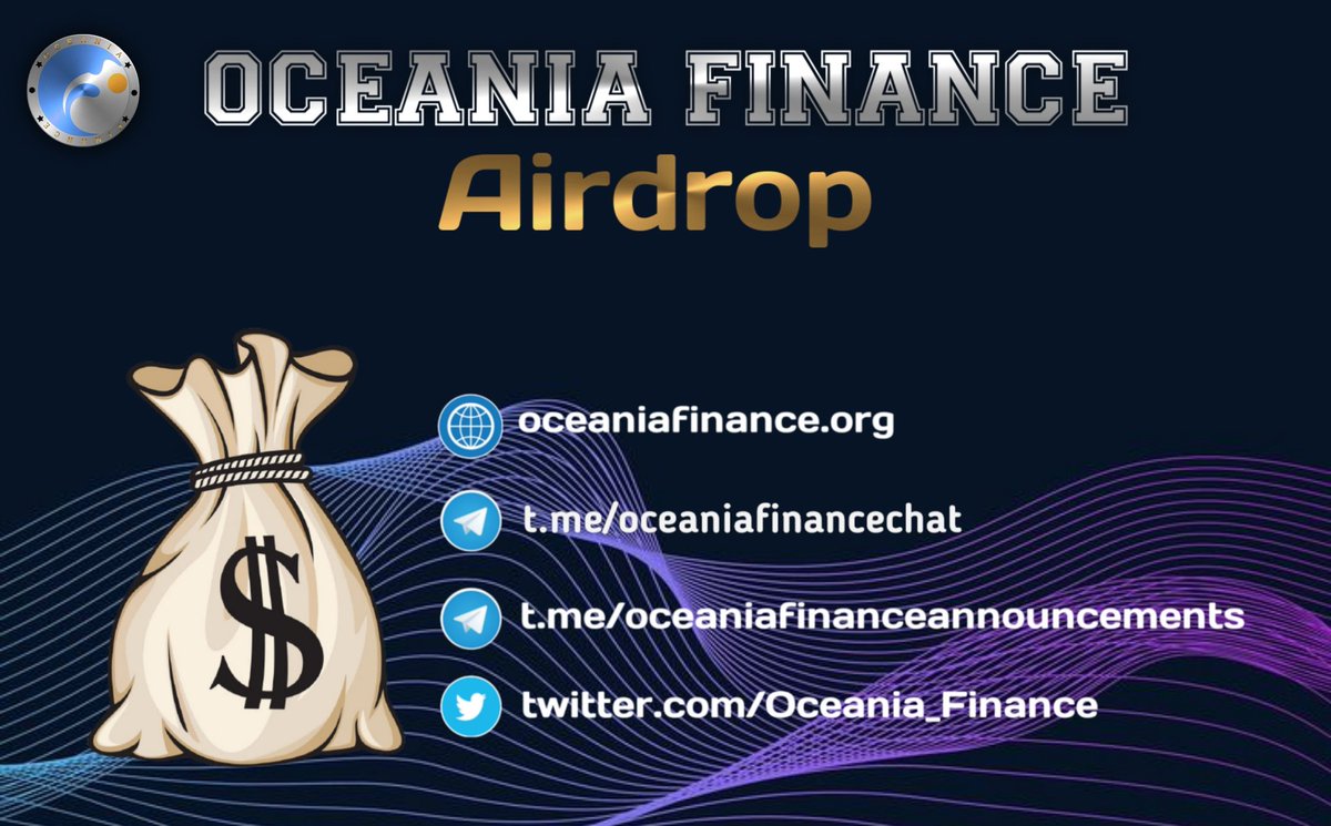 Oceania_Finance's tweet photo. 🏝 OCEANIA FINANCE  Airdrop🏝

100 Lucky members will be rewarded with 30$ worth Oceania Tokens each !

Airdrop link : https://t.co/l6JPWaiWNb

Telegram group : https://t.co/XKDIkvguvy
Twitter : https://t.co/IjGW6uUnIL
Website : https://t.co/9ALHAe99VN https://t.co/yRfM4tKV8N
