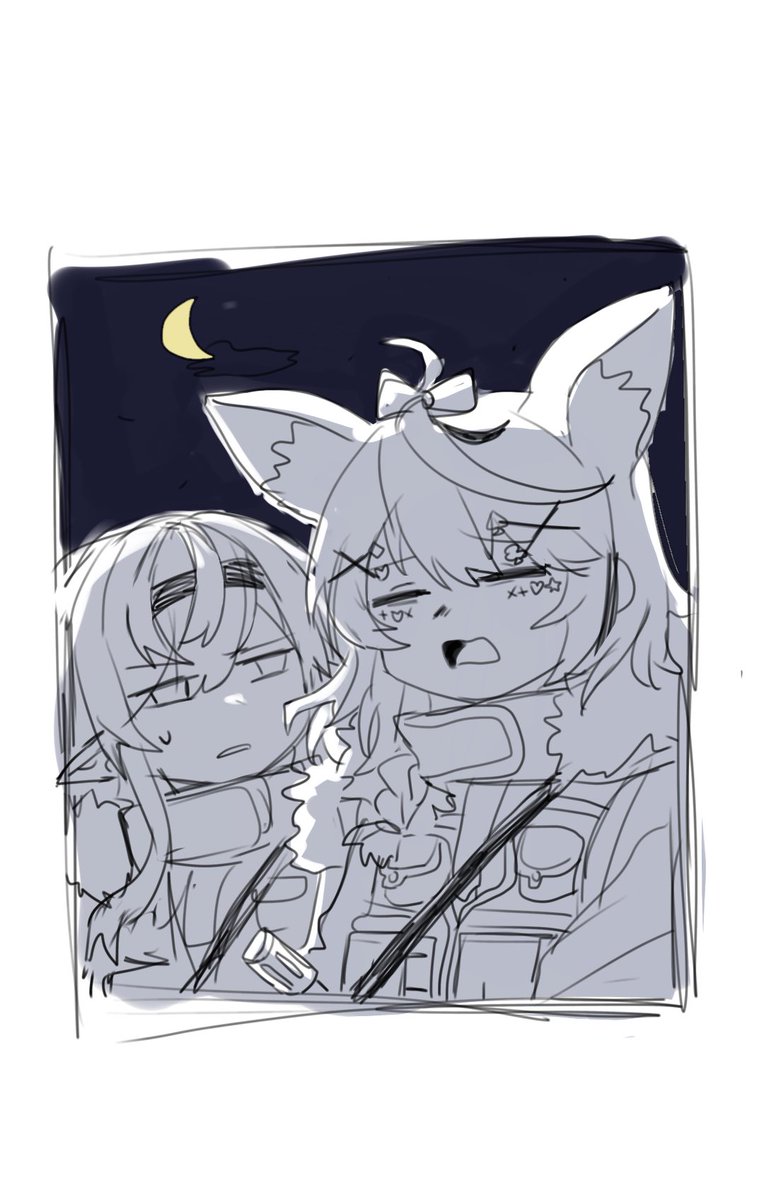 #絵まる
#しらぬえ
#hololive 

夜間パトロール出てきた二人 